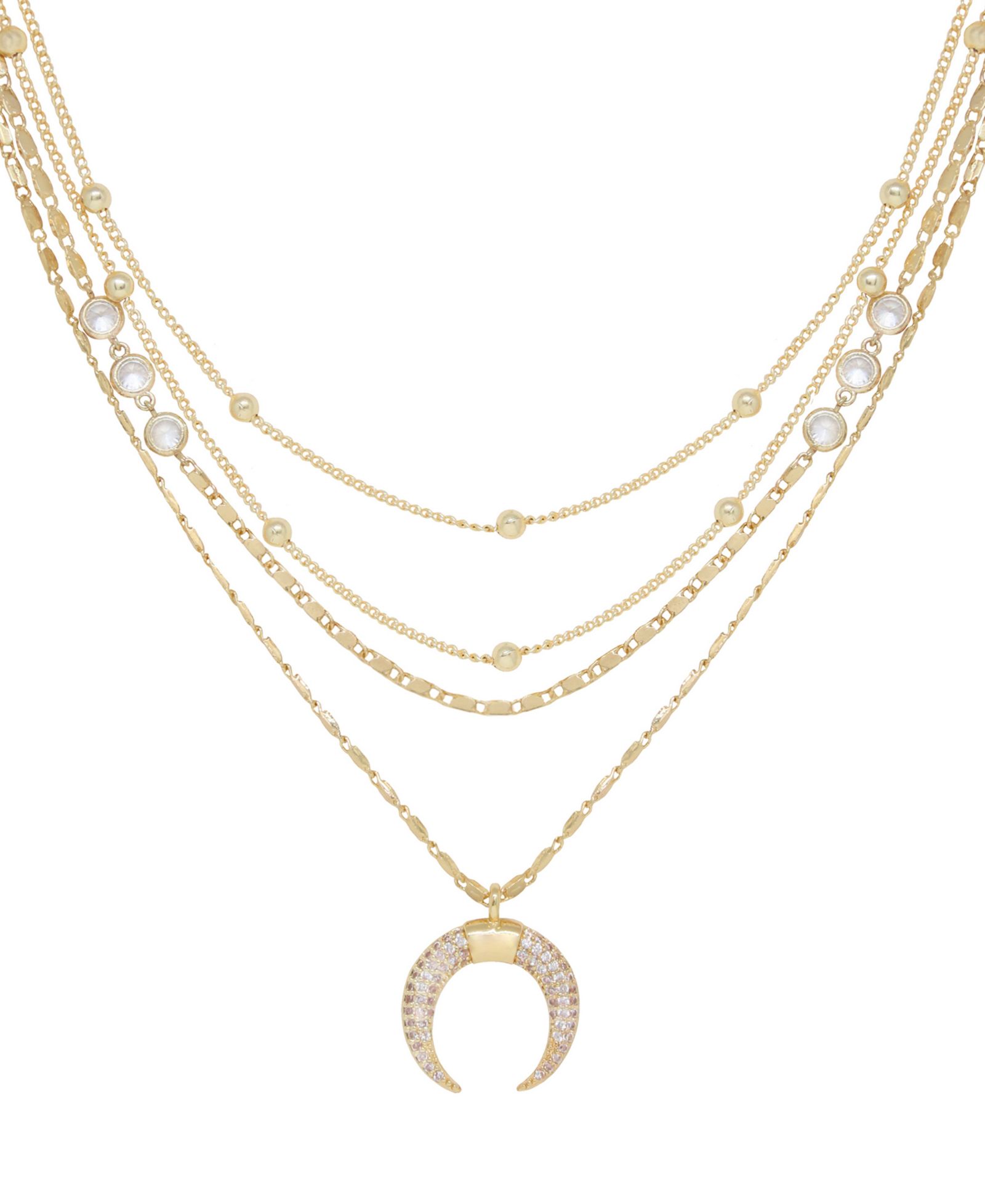 ETTIKA Layered Chain Crescent Horn Women's Necklace