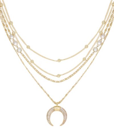 ETTIKA Layered Chain Crescent Horn Women's Necklace