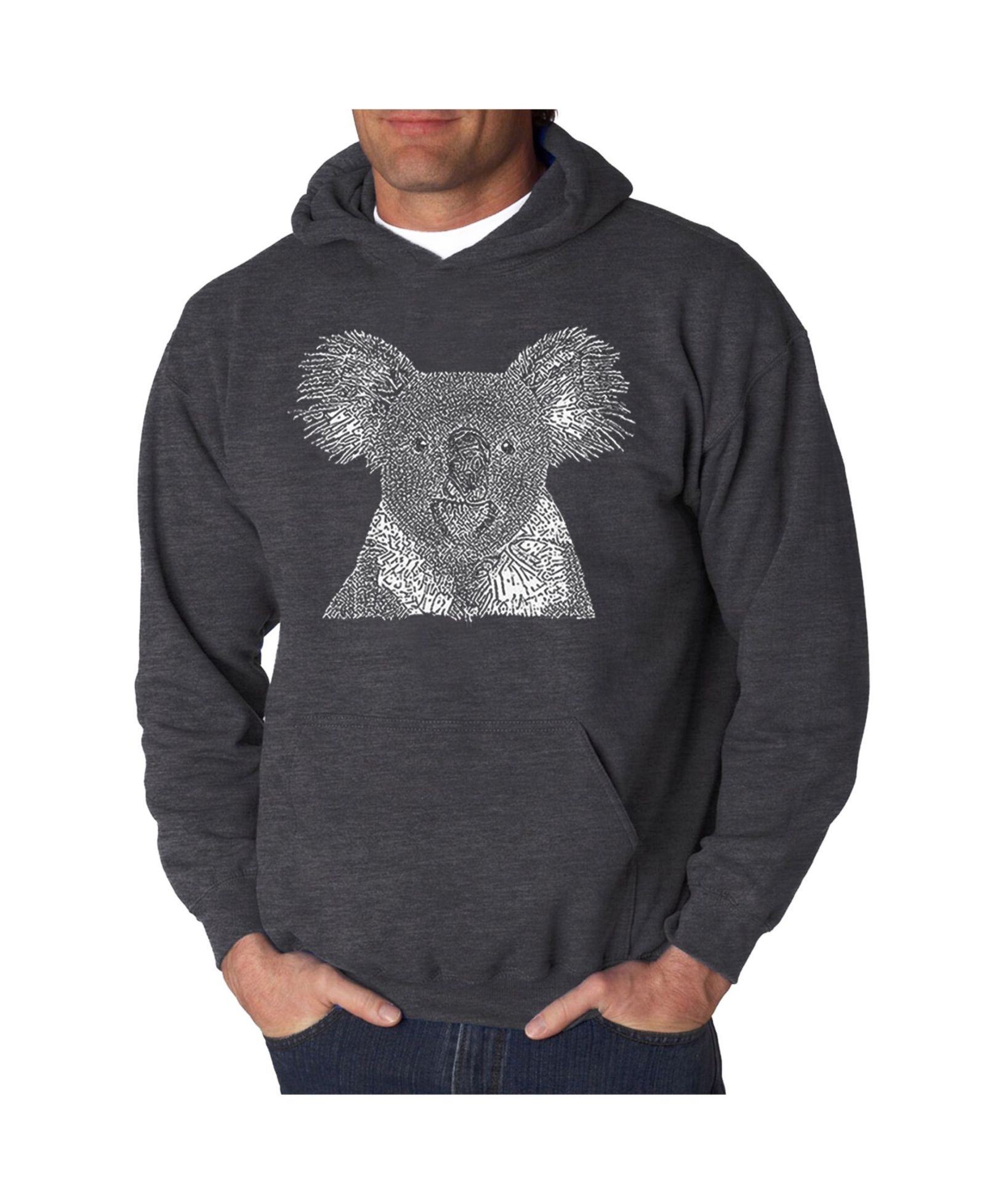 LA Pop Art Men's Koala Word Art Hooded Sweatshirt