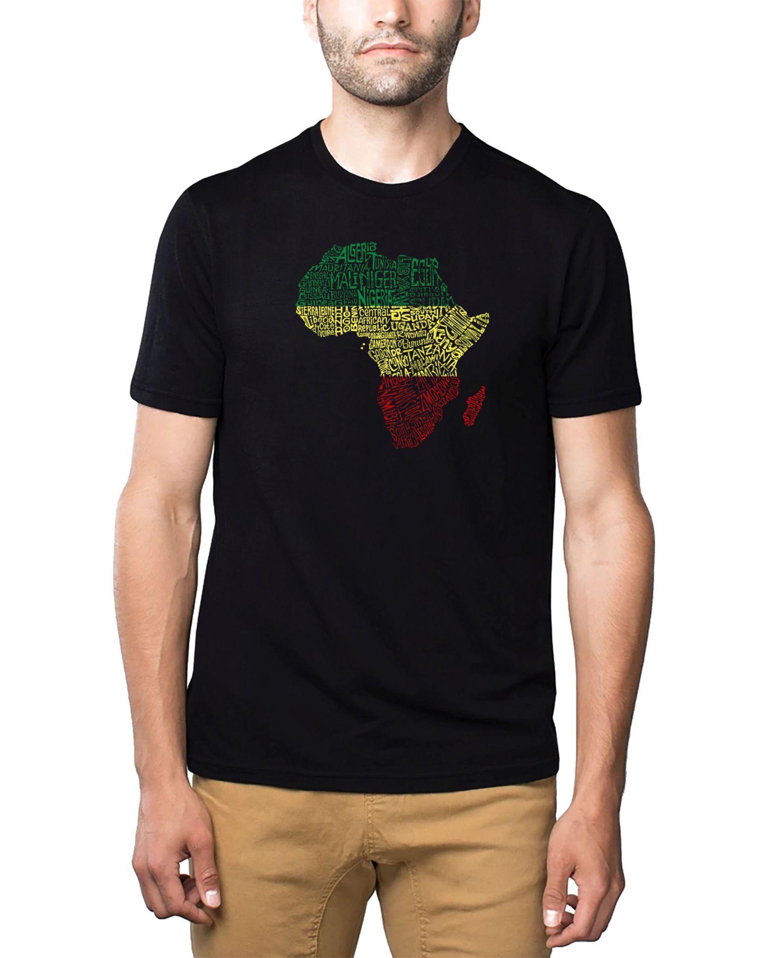 LA Pop Art Men's Cotton/Poly Blend Word Art T-shirt - Countries in Africa