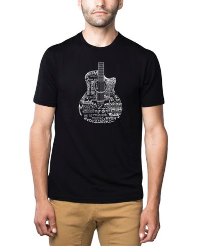 LA Pop Art Men's Cotton/Poly Blend Word Art T-Shirt - Languages Guitar