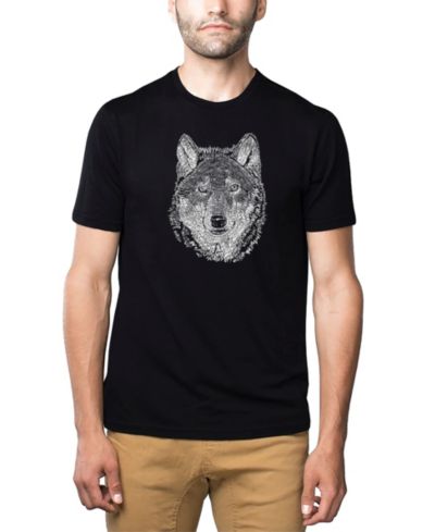 LA Pop Art Men's Cotton/Poly Blend Word Art T-shirt - Wolf