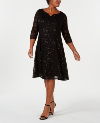 SL Fashions Plus Size платье из кружева с пайетками
