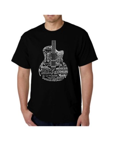 LA Pop Art Men's Word Art - Languages Guitar T-Shirt