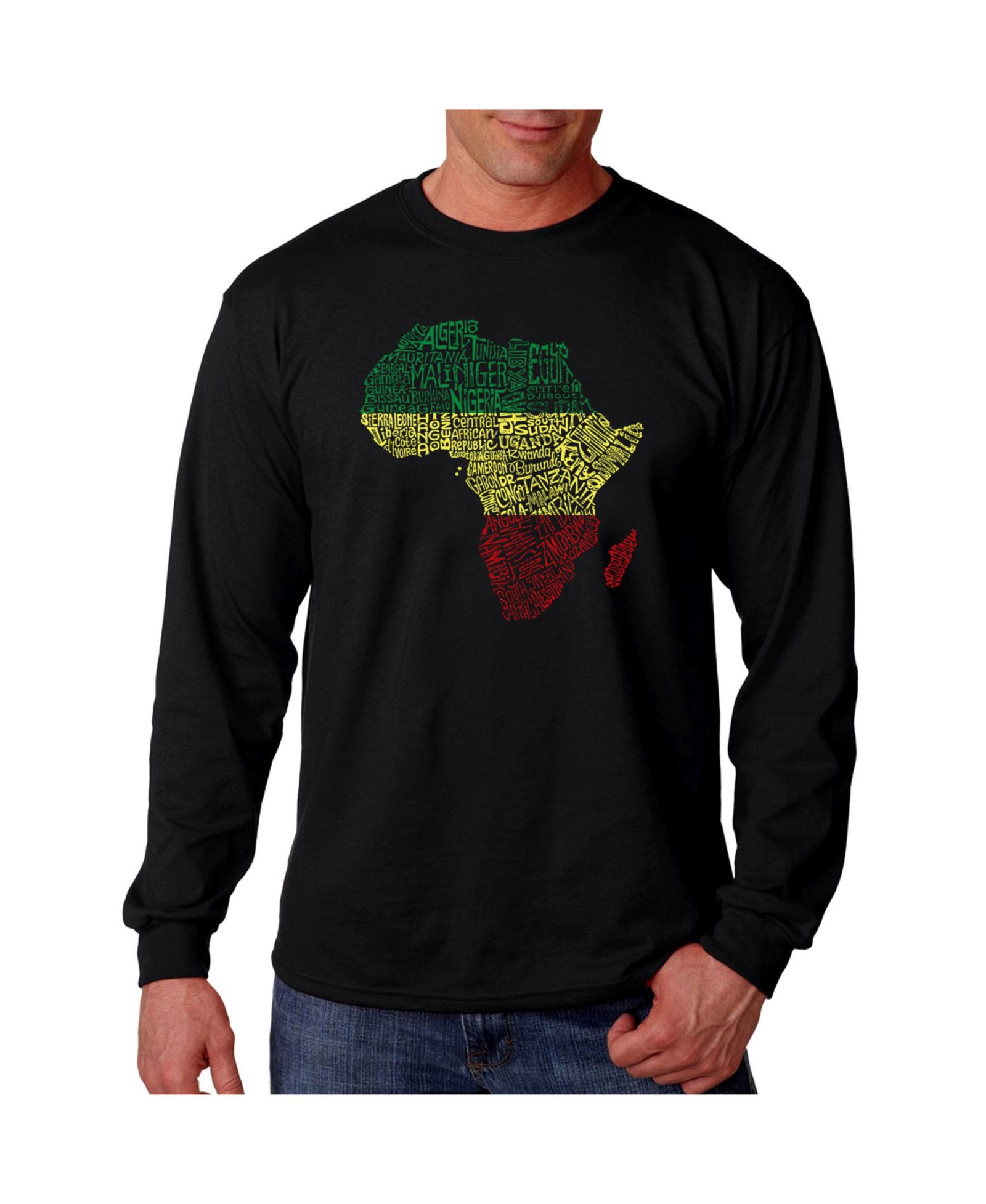 LA Pop Art Men's Word Art - Countries in Africa Long Sleeve T-Shirt