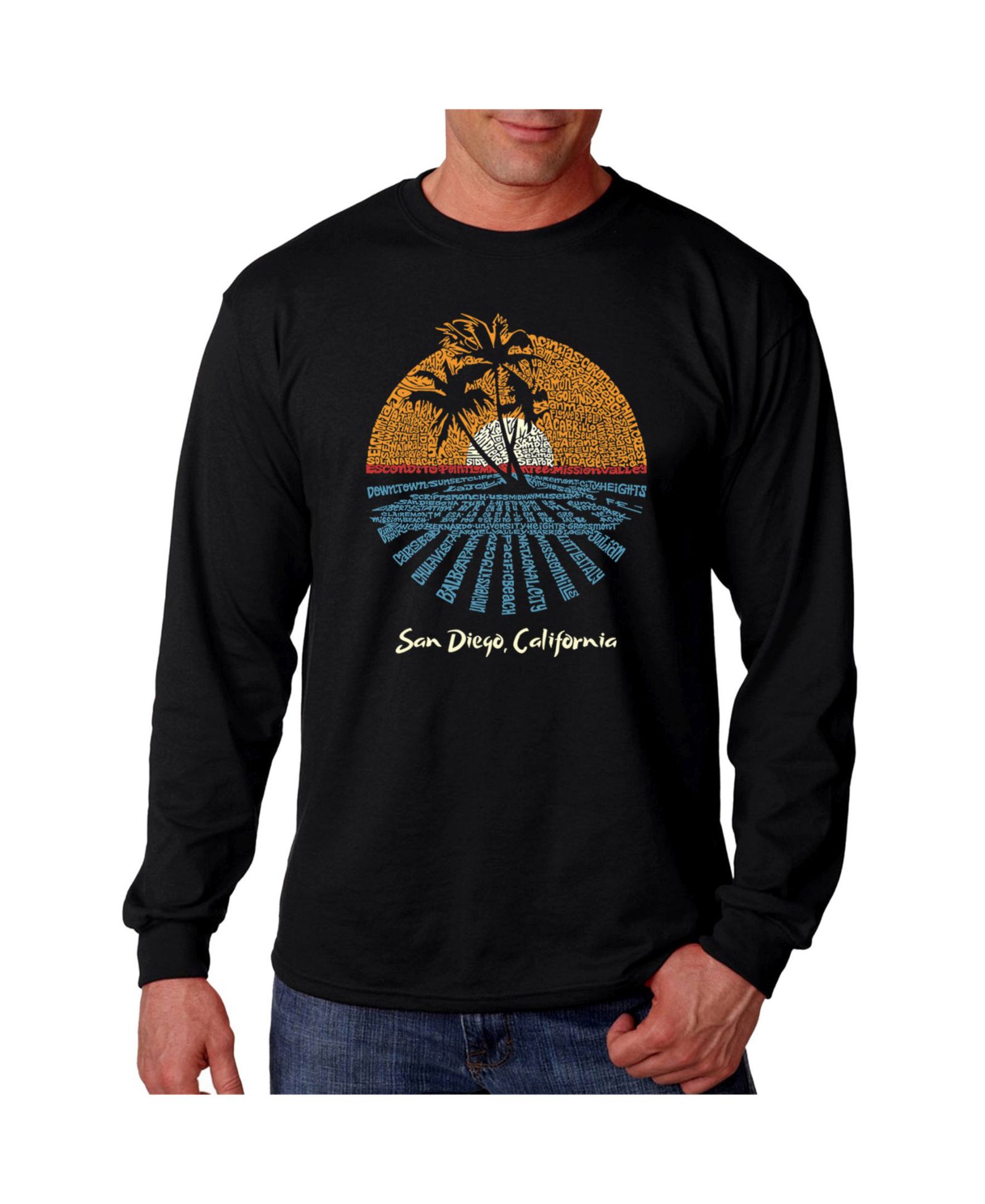 LA Pop Art Men's Word Art - Cities in San Diego Long Sleeve T-Shirt