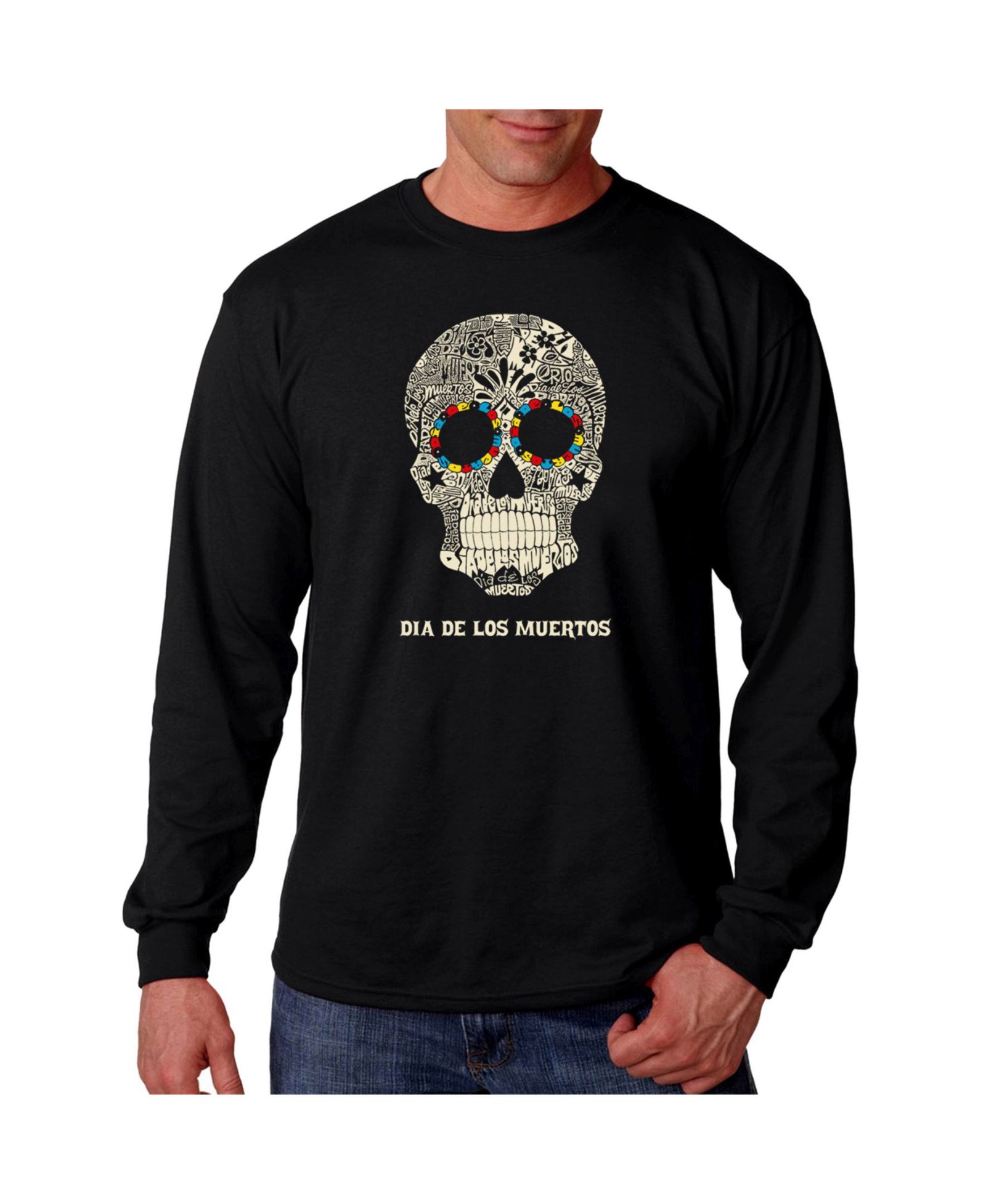 LA Pop Art Men's Word Art - Dia De Los Muertos Long Sleeve T-Shirt