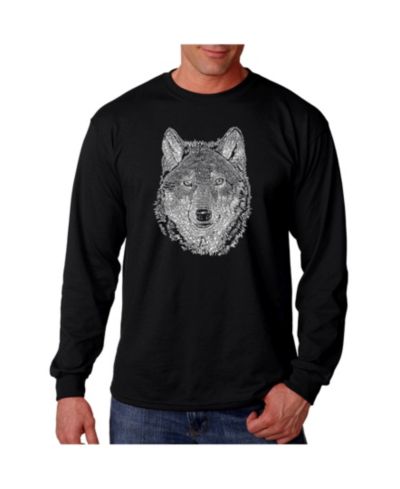 LA Pop Art Men's Word Art - Wolf Long Sleeve T-Shirt