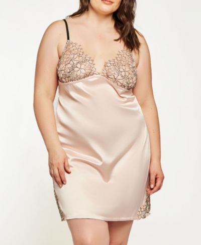 Женская ночная рубашка iCollection Plus Size Eyelash Flower Lace Chemise