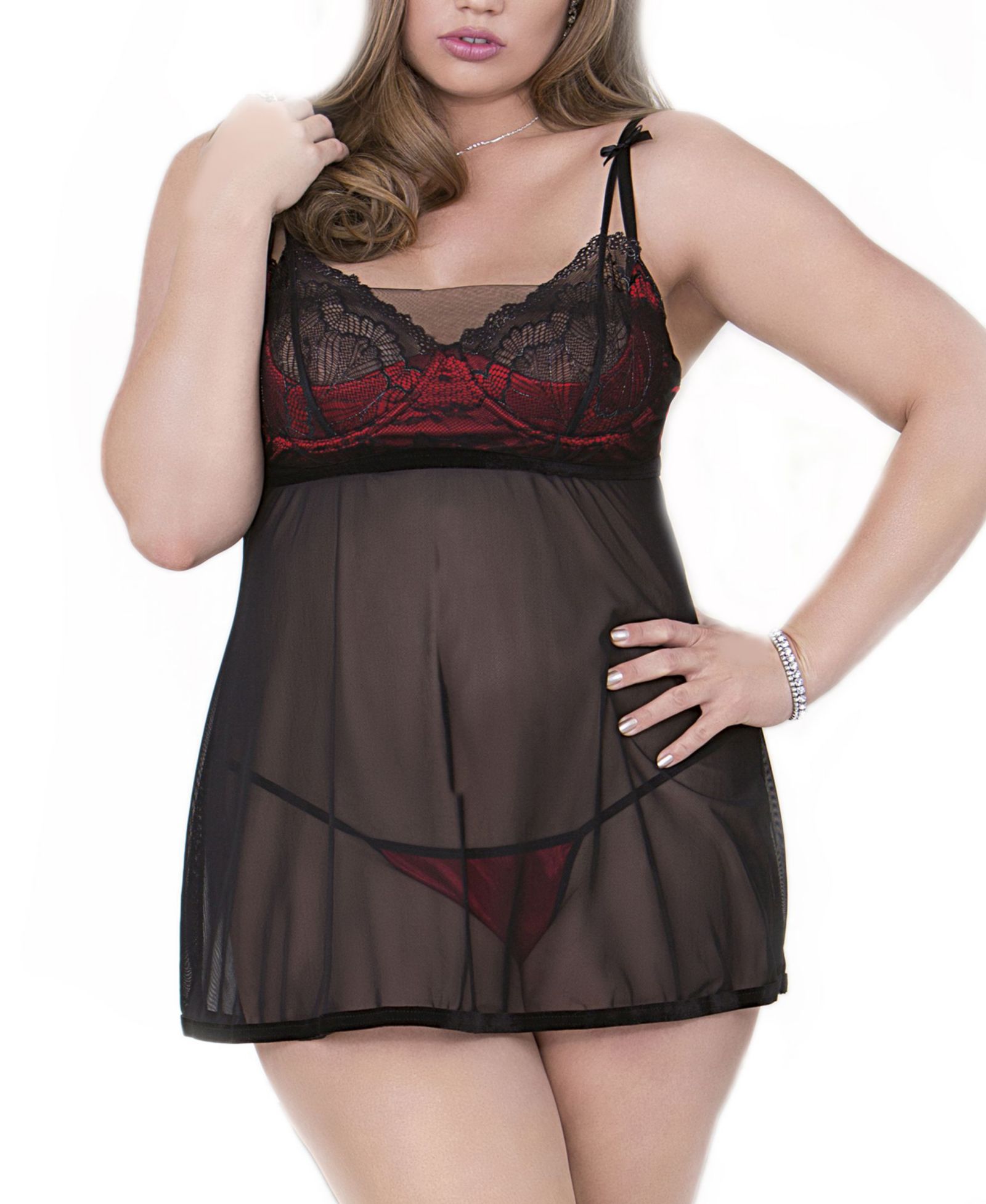 Женский комплект нижнего белья iCollection Babydoll с сеткой