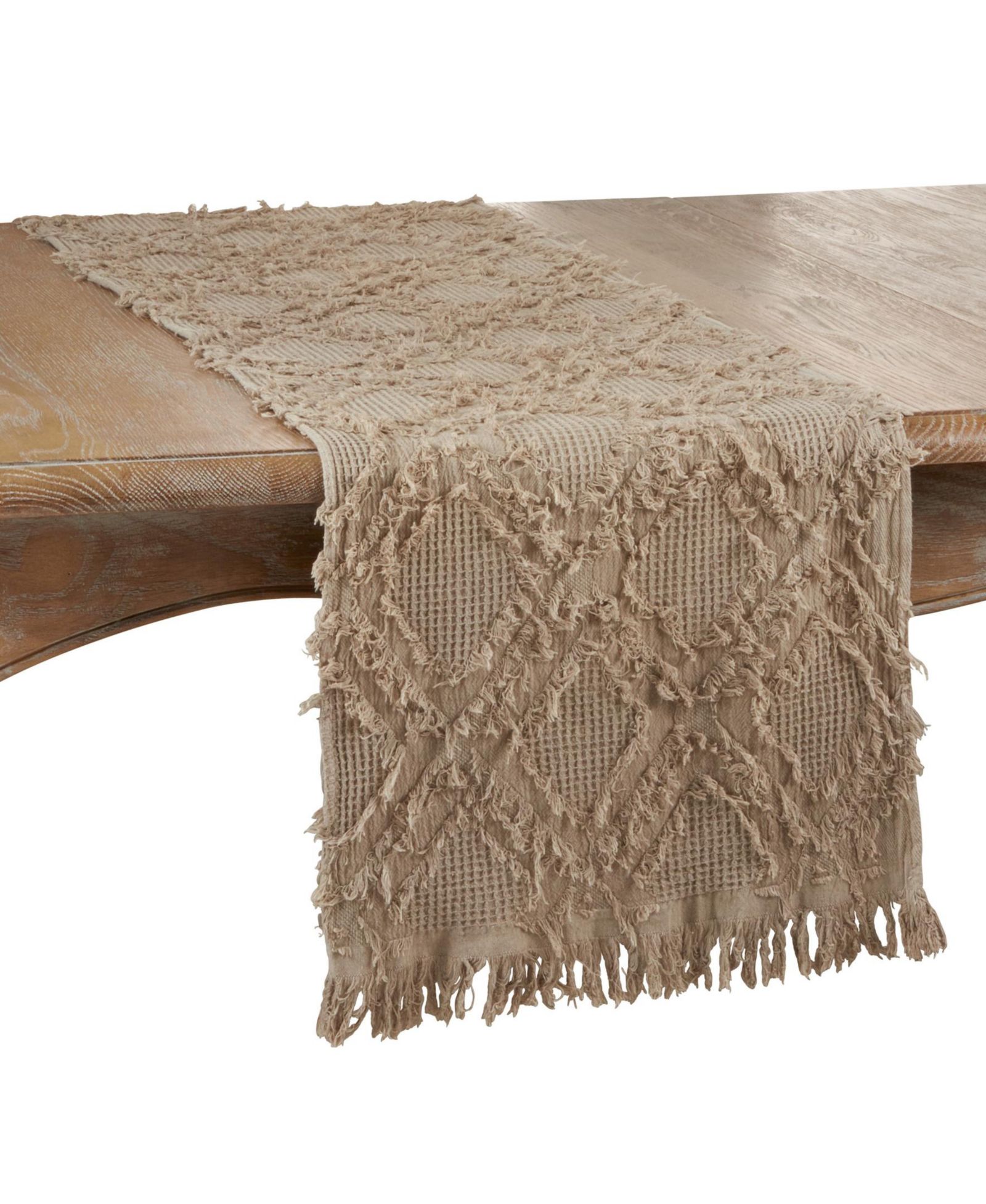 Saro Lifestyle Fringe Waffle Weave Runner
