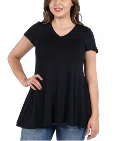 Женский топ 24seven Comfort Apparel Plus Size Short Sleeve V-Neck Tunic