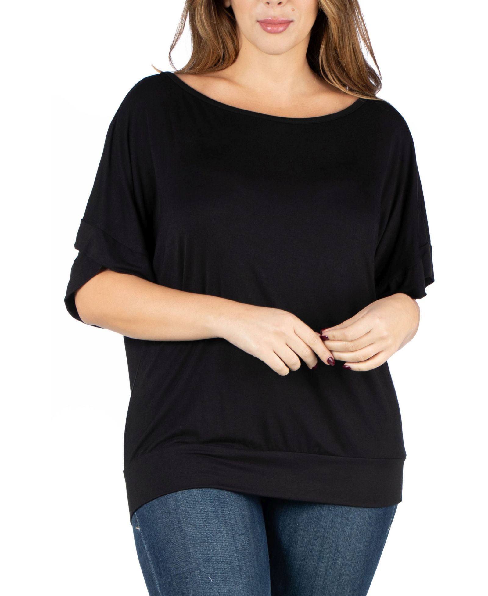 Женский топ 24seven Comfort Apparel Plus Size Short Sleeve Loose Fitting Dolman