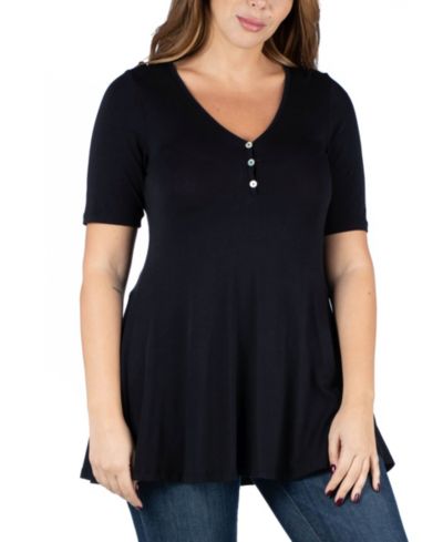 24seven Comfort Apparel Плюс размер туника с рукавом Henley
