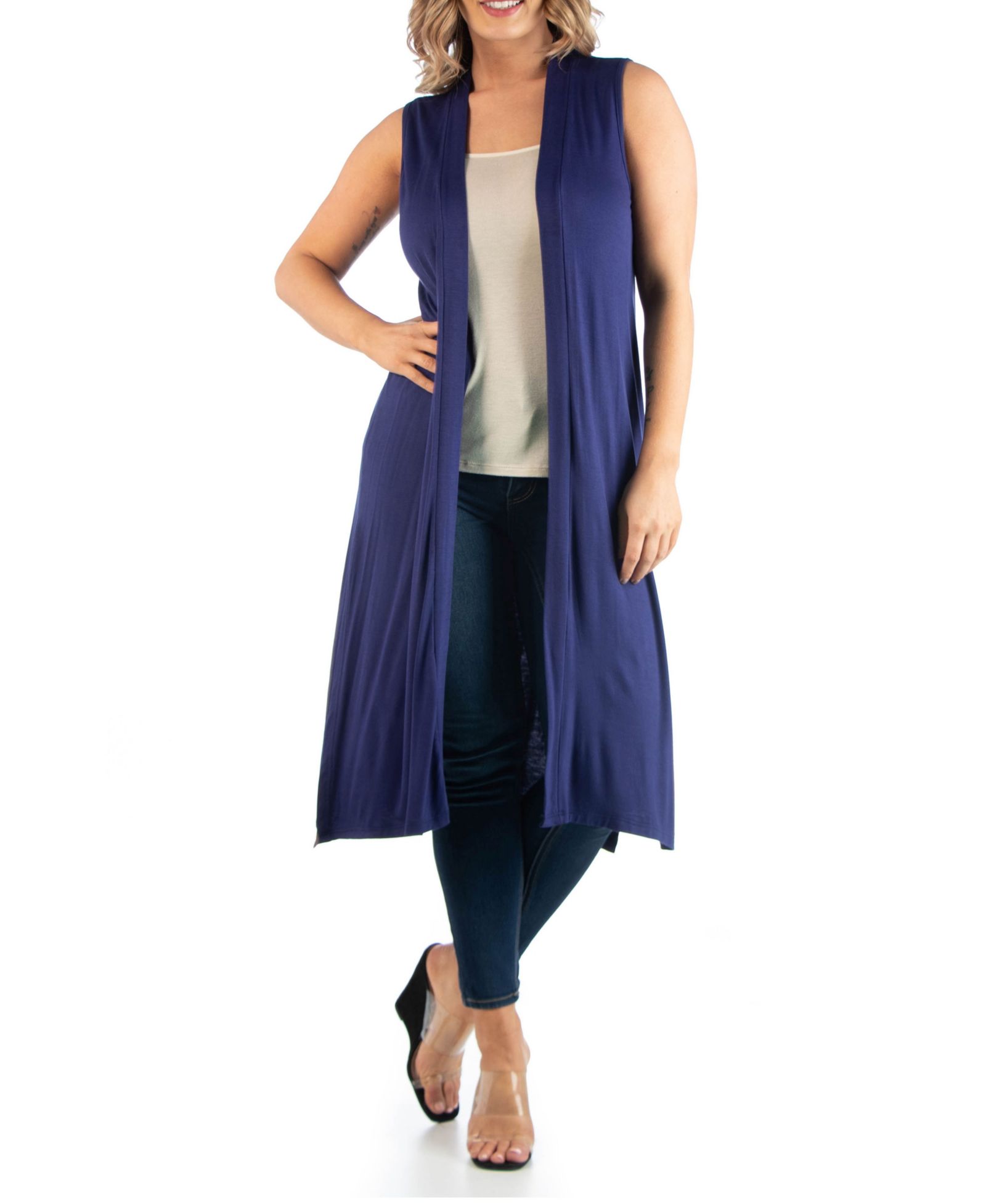Кардиган Plus Size Asymmetric Open Front 24seven Comfort Apparel