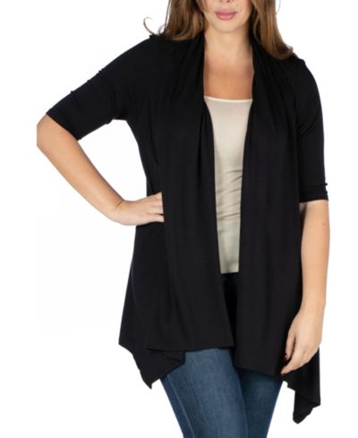 Кардиган 24seven Comfort Apparel Plus Size с открытым передом и рукавом длиной локоть