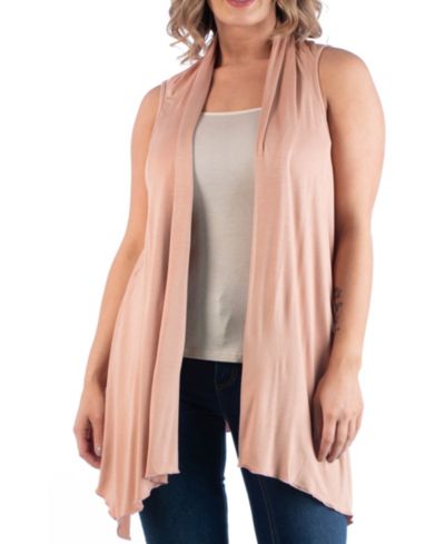 24seven Comfort Apparel Plus Size Asymmetric Open Front Cardigan Sweater