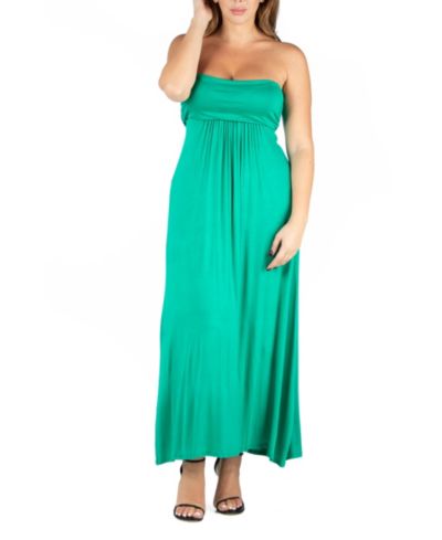 24seven Comfort Apparel Plus Size Strapless Maxi Dress