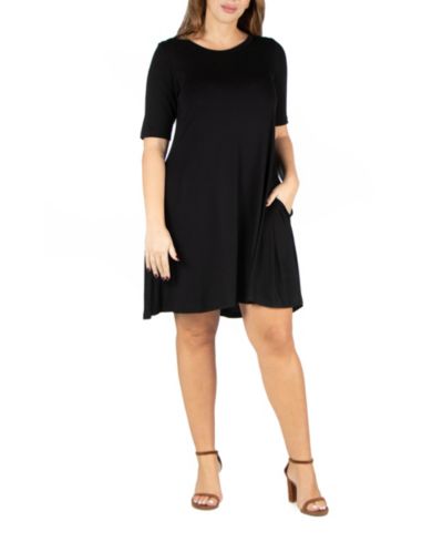 24seven Comfort Apparel Plus Size Knee Length Pocket T-shirt Dress