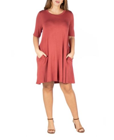 Женское платье 24seven Comfort Apparel Plus Size Knee Length Pocket T-shirt