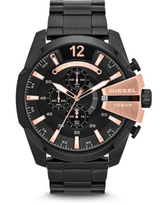 Diesel Men's Chronograph Mega Chief Black Stainless Steel Bracelet Watch 51x59mm