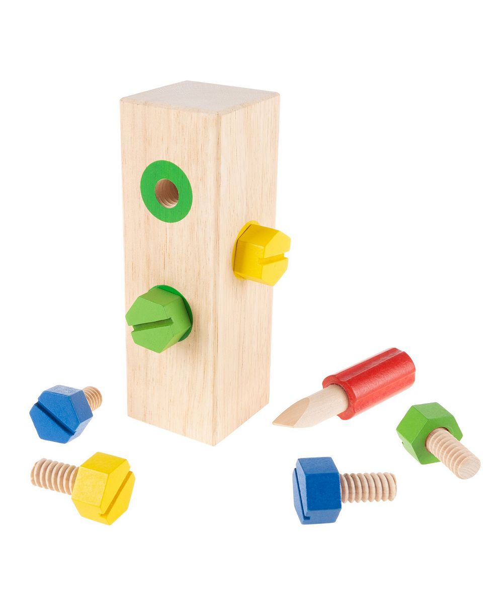 Детская деревянная игрушка Hey Play Screw Block с винтами и отверткой