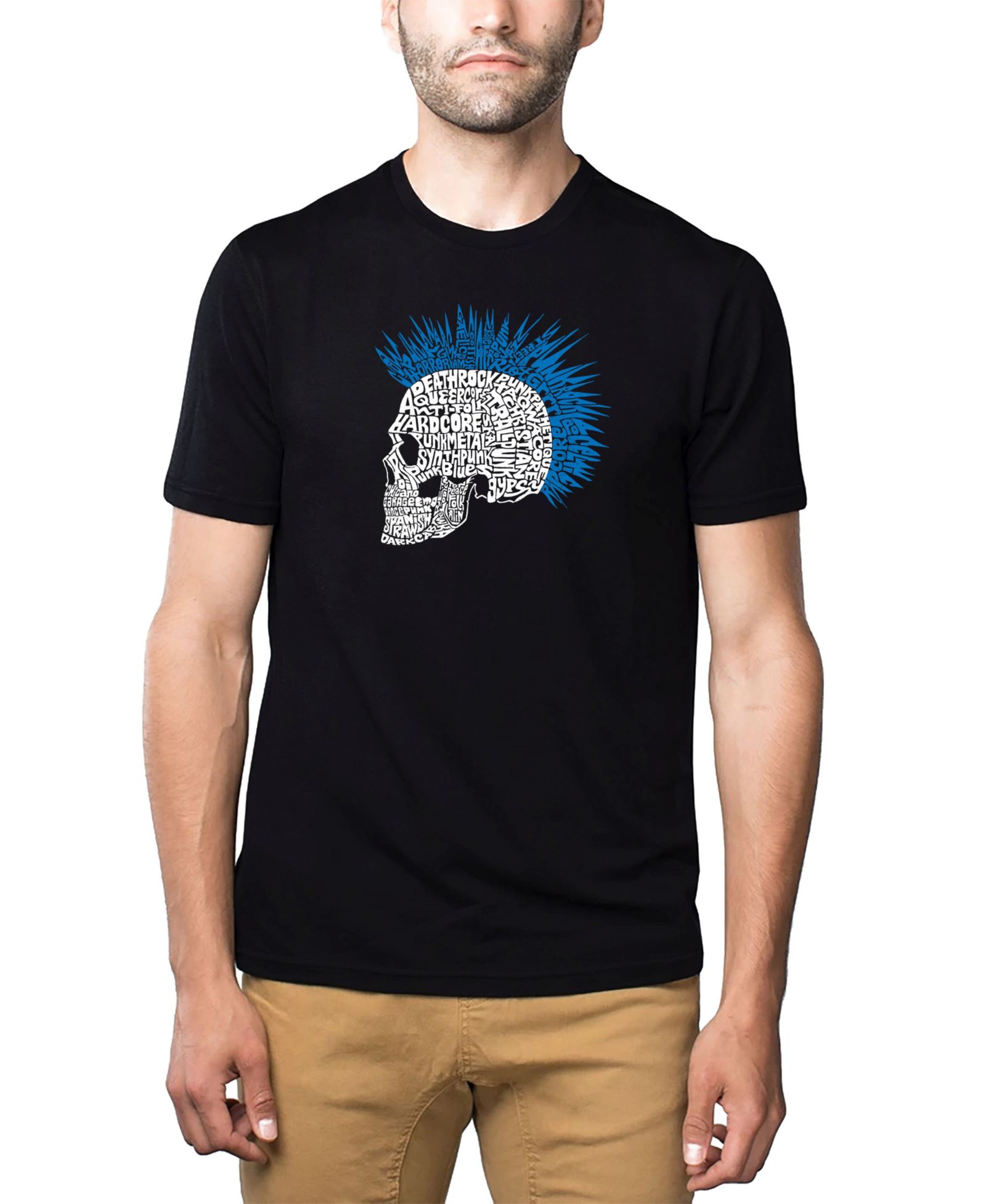 Мужская футболка LA Pop Art Cotton/Poly Blend Punk Mohawk Skull