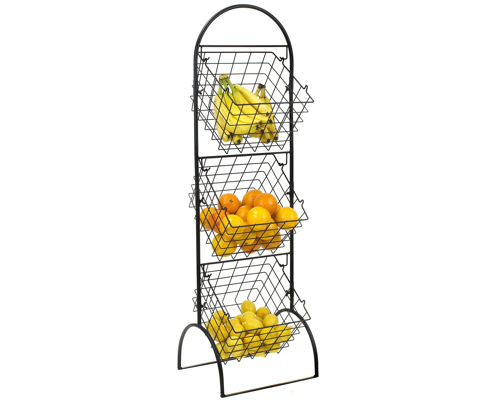 Sorbus 3-Tier Adjustable Market Basket Stand - Fruit, Veggie, & Household Organizer - Stylish Storage & Display for Kitchen & Home