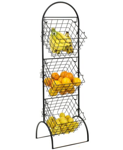Sorbus 3-Tier Adjustable Market Basket Stand - Fruit, Veggie, & Household Organizer - Stylish Storage & Display for Kitchen & Home