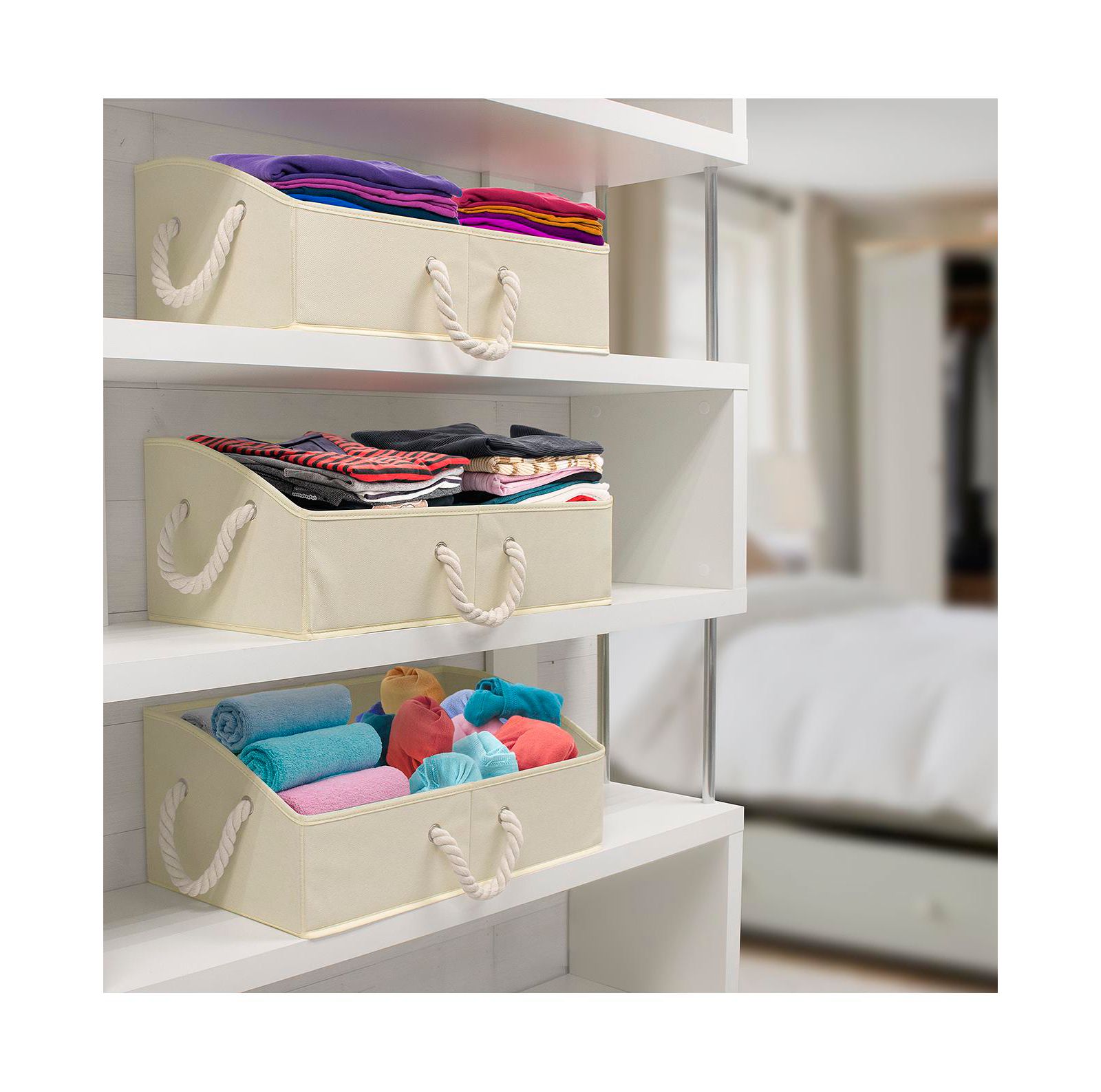 Sorbus 3 Pack Trapezoid Storage Box - Fabric Storage Baskets, Foldable Closet Organizer