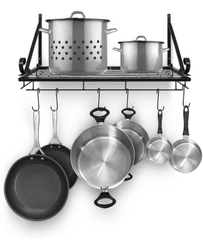 Sorbus Kitchen Wall Pot Pan Rack With 10 Hooks