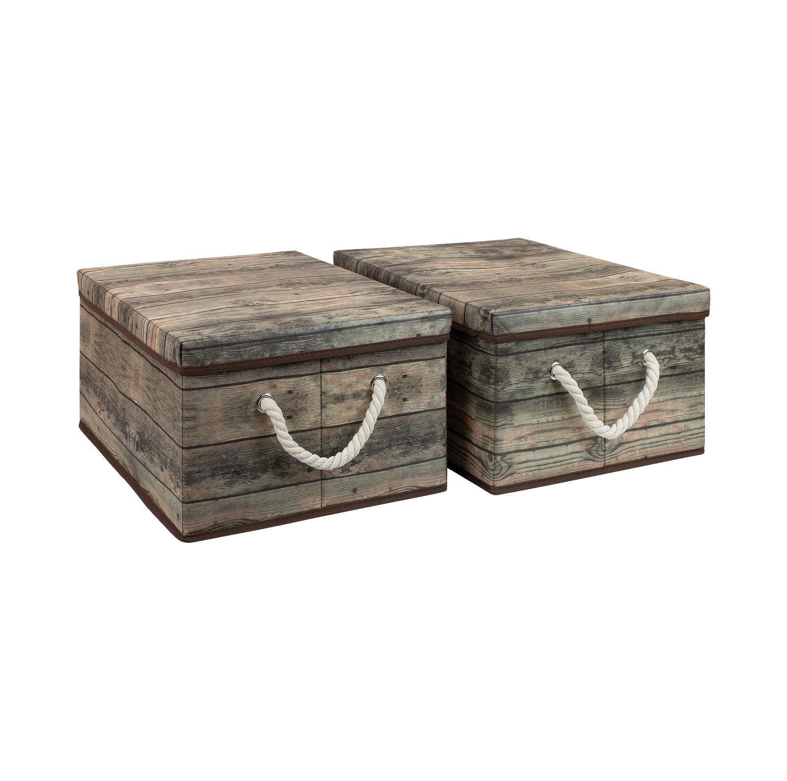 Sorbus 2-Pack Rustic Wood Pattern Storage Box Set