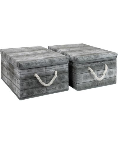 Sorbus 2-Pack Rustic Wood Pattern Storage Box Set