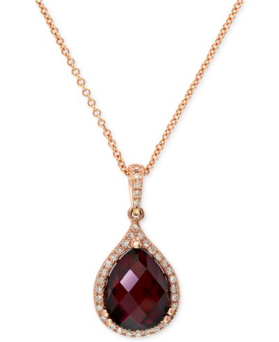 EFFY® Подвеска Pear с гранатом (4-1/5 ct. t.w.) и бриллиантом (1/8 ct. t.w.) в 14k розовом золоте
