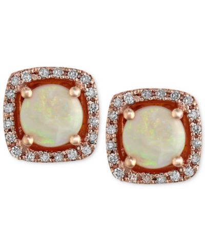 Серьги-гвоздики EFFY® с опалом (3/4 ct. t.w.) и бриллиантами (1/8 ct. t.w.) в 14k Rose Gold
