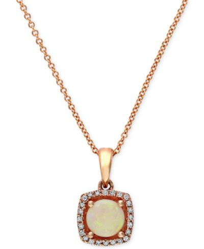 EFFY® Opal (3/4 ct. t.w.) and Diamond Accent Pendant in 14k Rose Gold