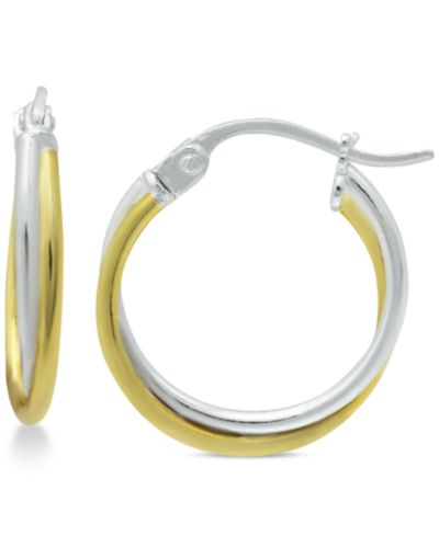 Серьги-кольца Giani Bernini Extra Small Overlap в Sterling Silver и 18k Gold-Plate, 15mm