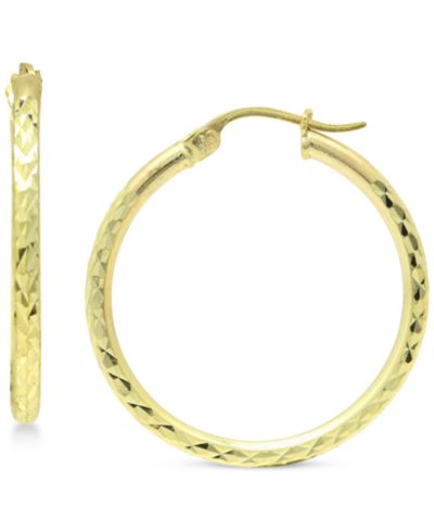 Giani Bernini Medium Textured Hoop Earrings (30mm) in 18k Gold-Plated Sterling Silver, or Stirling Silver, Created for Macy's