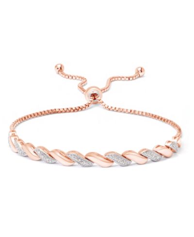 Браслет Diamond Accent San Marco Link Bolo Adjustable Silver Plate Gold Plate or Rose Gold Plate