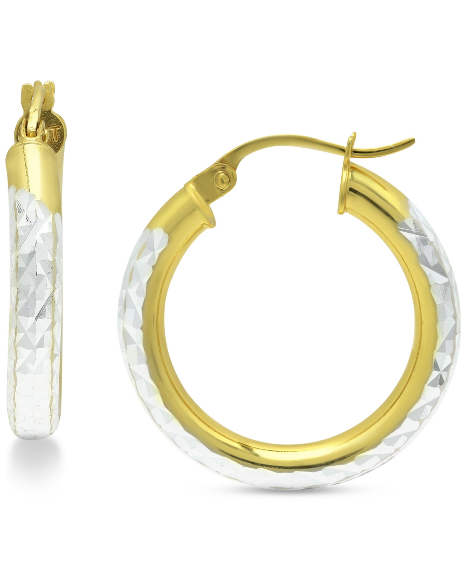 Серьги-кольца Giani Bernini Small Two-Tone Textured в стерлинговом серебре и 18k Gold-Plate 3/4"