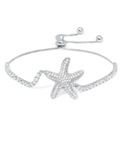 Регулируемый браслет Bolo Silver Plate Cubic Zirconia Starfish