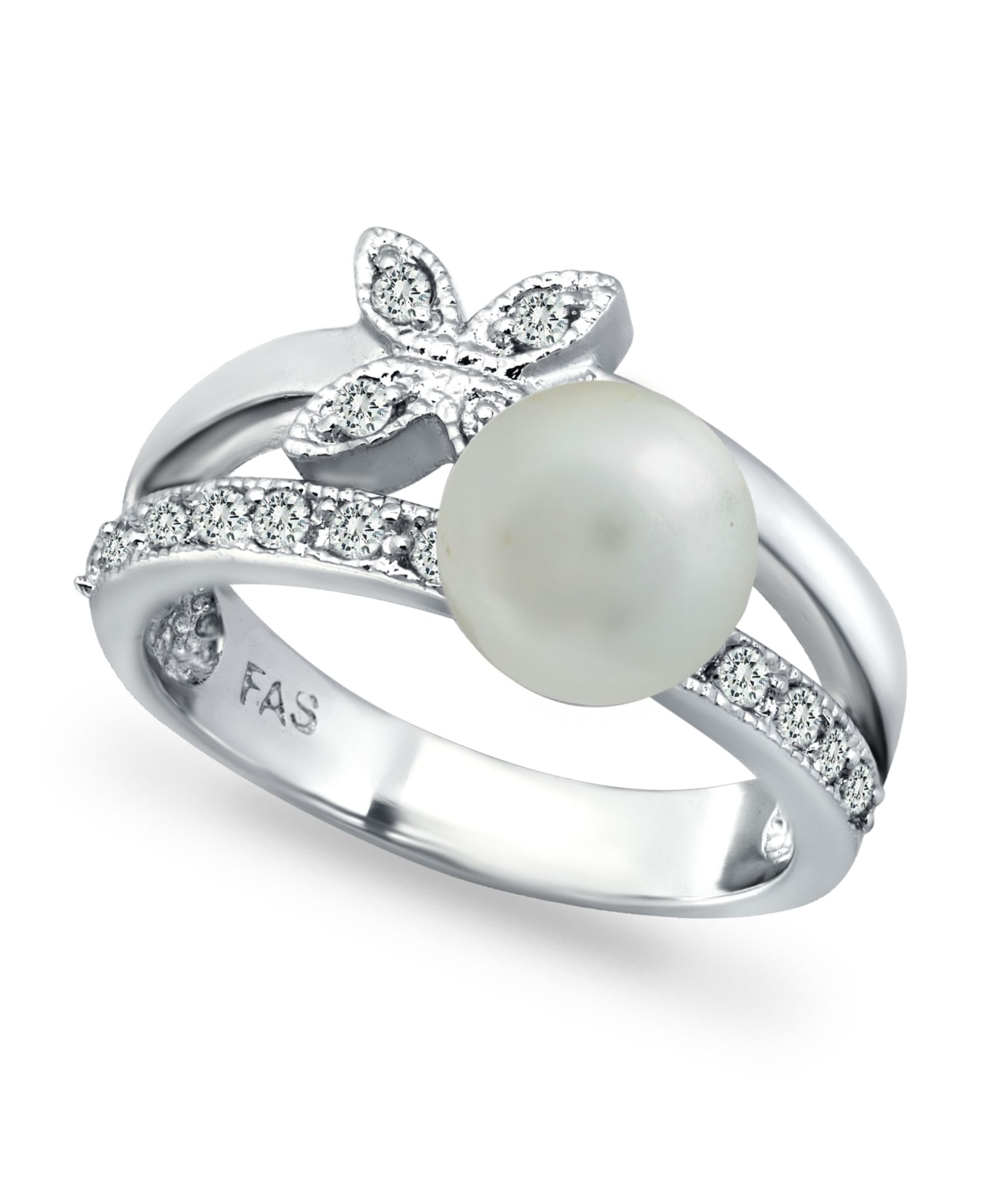 Macy's Imitation Pearl Cubic Zirconia Butterfly Ring