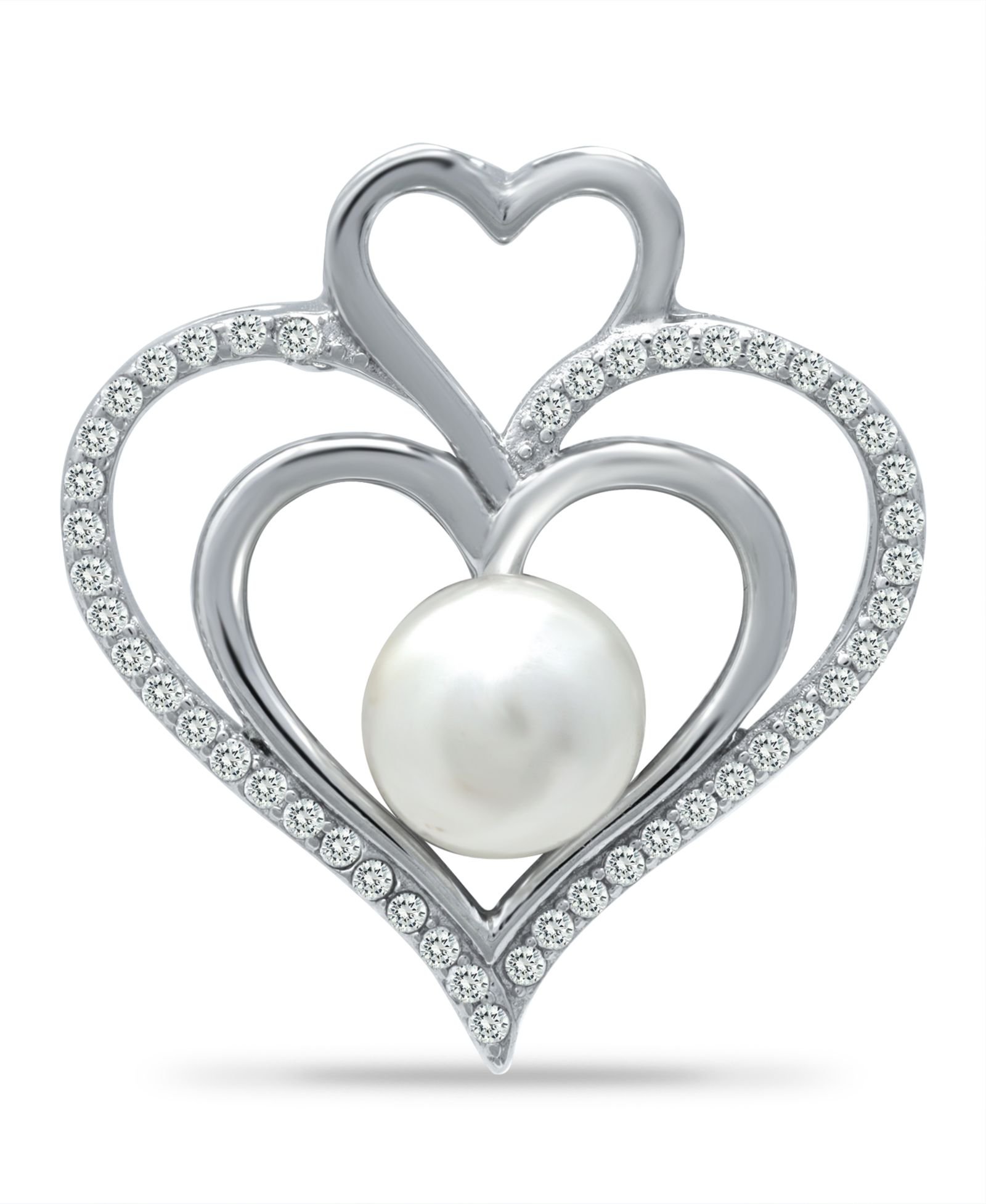 Macy's подвеска Triple Heart из серебра с имитацией жемчуга и кубическим цирконием