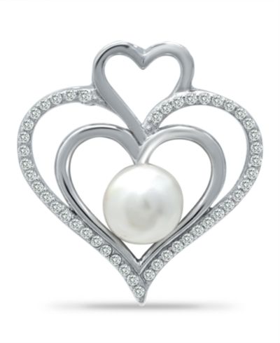 Macy's подвеска Triple Heart из серебра с имитацией жемчуга и кубическим цирконием