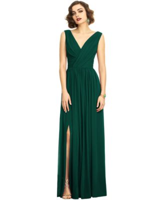 Dessy Collection Women's Sleeveless Draped Chiffon Maxi Dress with Front Slit