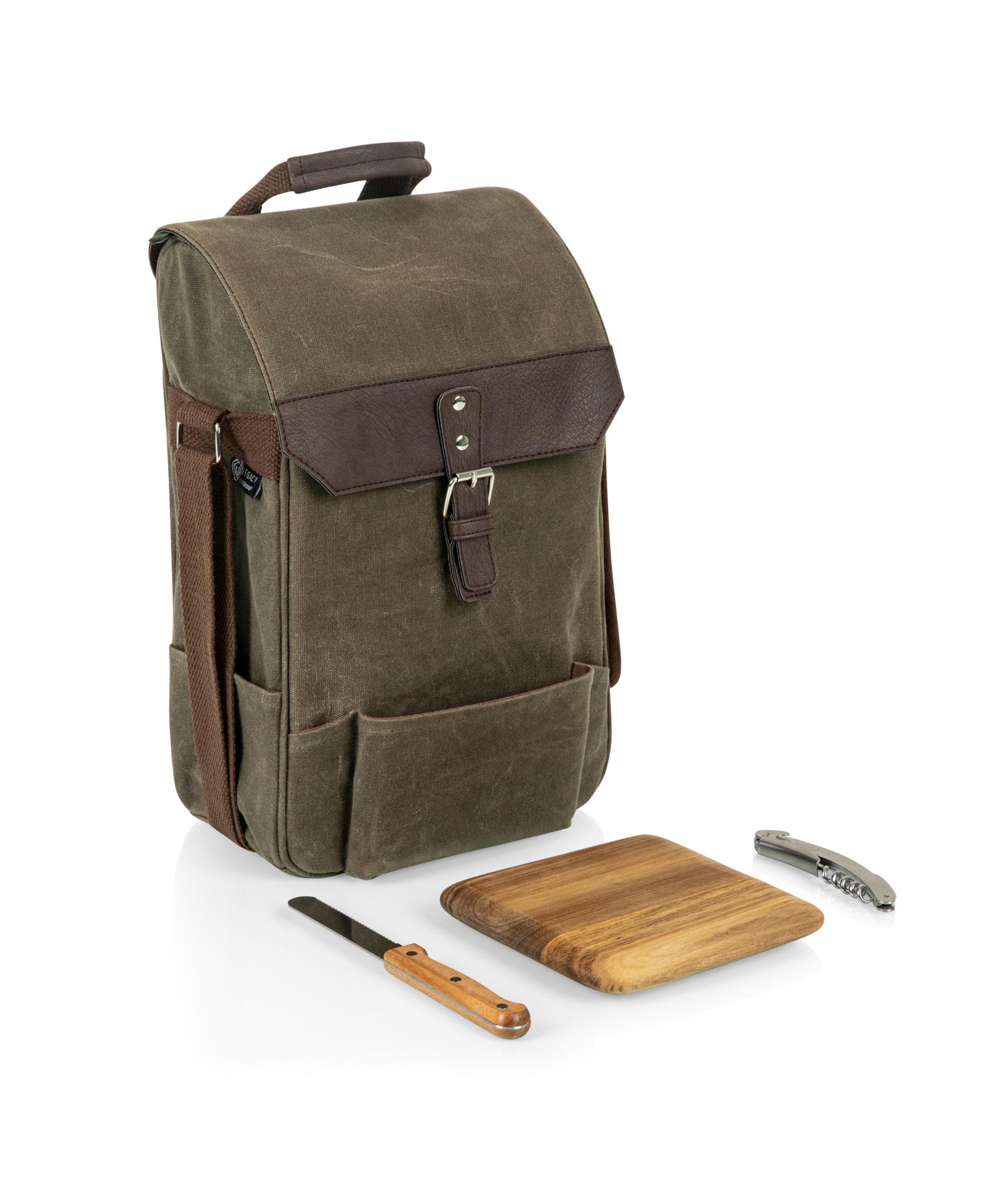 Legacy® by Picnic Time  2 Bottle Insulated Wine & Cheese Cooler with Cheese Board, Knife & Corkscrew