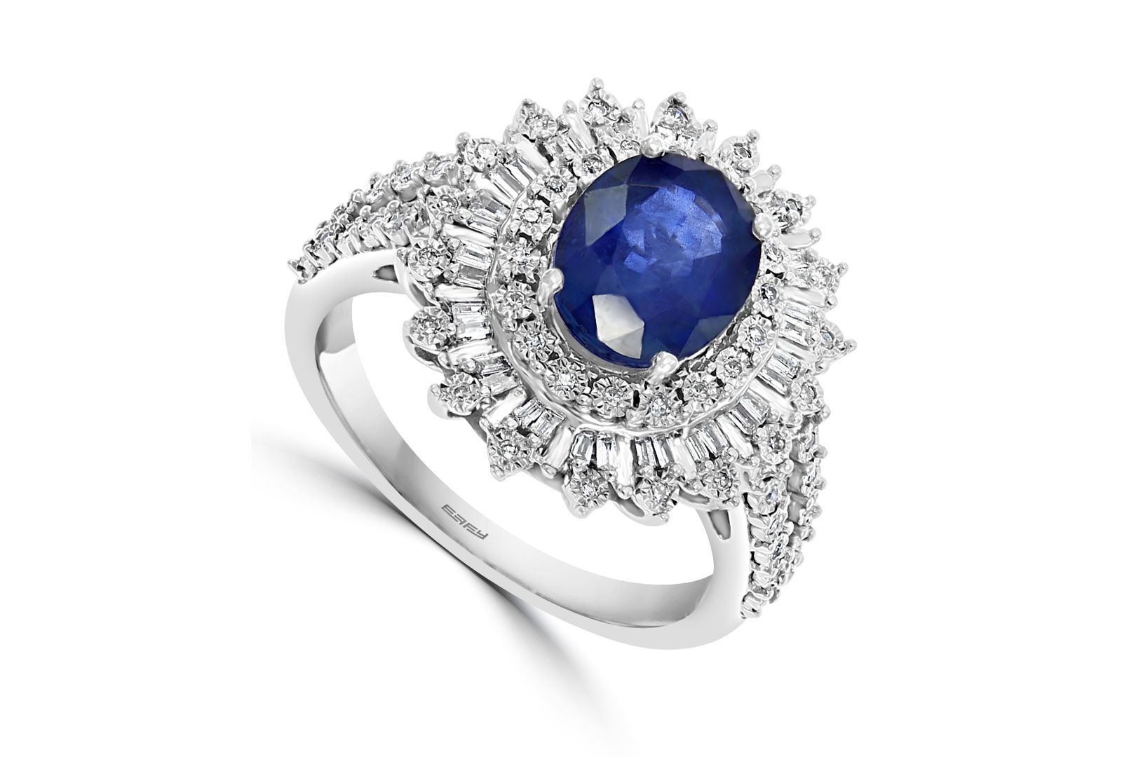 EFFY® Ruby (1-7/8 ct. t.w.) & Diamond (1/4 ct. t.w.) Halo Statement Ring in 14k White Gold (Also in Sapphire and Emerald)