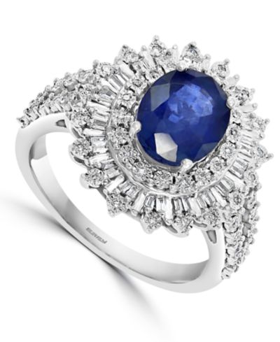 Кольцо EFFY® Ruby (1-7/8 ct. t.w.) & Diamond (1/4 ct. t.w.) Halo Statement в 14k White Gold