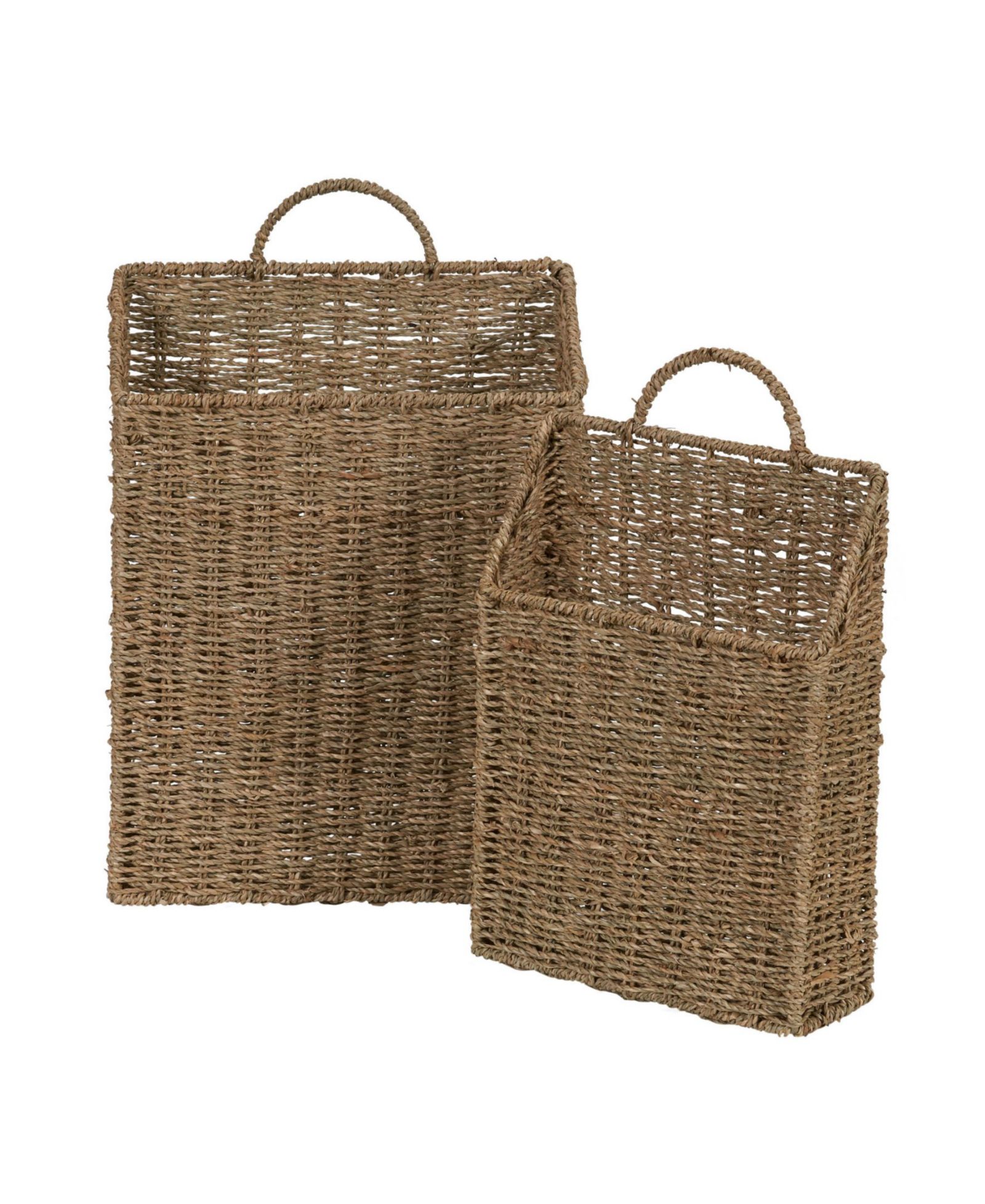 Household Essentials Rectangular Wicker Hanging Baskets, Set of 2, Small and Large