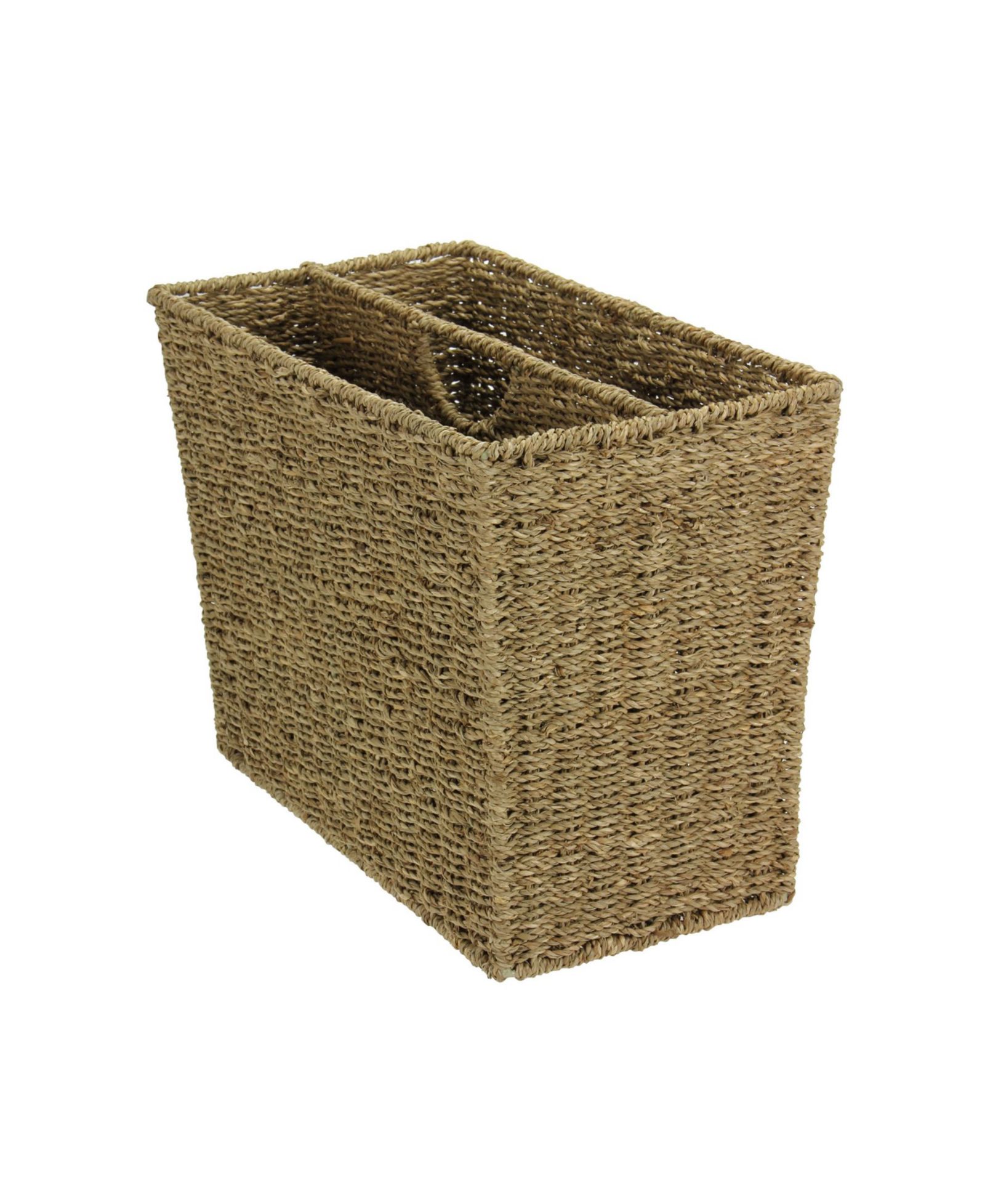 Household Essentials Wicker Magazine Rack, Handwoven Seagrass